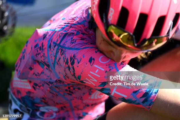 Clara Honsinger of United States and Team EF Education - Tibco - Svb reacts after finishing in the Roubaix Velodrome - Vélodrome André Pétrieux...