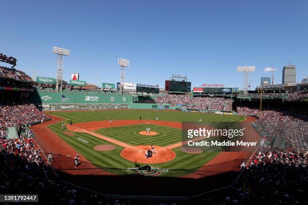 General view of Fenway Park during the first inning on Opening Day during the game between the Boston Red Sox and the Minnesota Twins at Fenway Park...