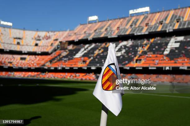 General view inside the stadium prior to the LaLiga Santander match between Valencia CF and CA Osasuna at Estadio Mestalla on April 16, 2022 in...