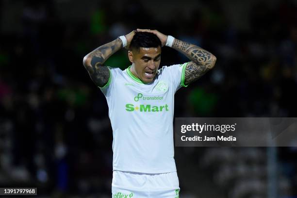 Dario Lezcano of Juarez reacts during the 14th round match between FC Juarez and Pachuca as part of the Torneo Grita Mexico C22 Liga MX at Olimpico...