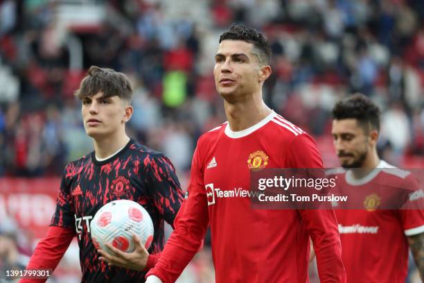 Cristiano Ronaldo of Manchester United walks off after the Premier League match between Manchester United and Norwich City at Old Trafford on April...