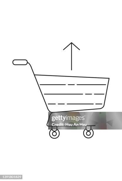 cart icon vector illustration in monochrome color. - オンラインショッピング stock illustrations