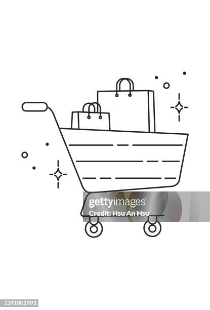 cart icon vector illustration in monochrome color. - オンラインショッピング 幅插畫檔、美工圖案、卡通及圖標