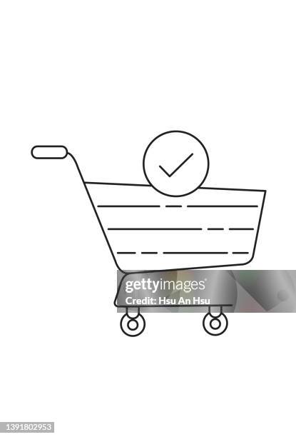 stockillustraties, clipart, cartoons en iconen met cart icon vector illustration in monochrome color. - 線画