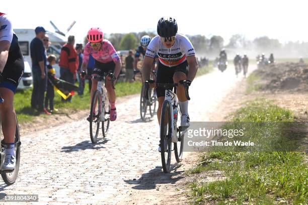 Maria Martins of Portugal and Team Le Col Wahoo competes during the 2nd Paris-Roubaix 2022 - Women's Elite a 124,7km one day race from Denain to...