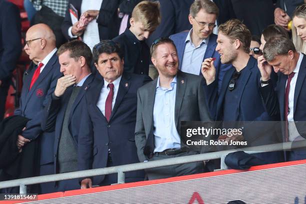 Southampton FC owners Dragan Solak , Henrik Kraft and Rasmus Ankersen during the Premier League match between Southampton and Arsenal at St Mary's...