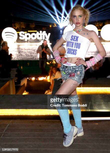 Chloe Cherry attends the Swedish House Mafia “Paradise Again” Album Release Party with Spotify Live from the Desert at Zenyara on April 15, 2022 in...