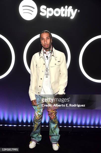 Tyga attends the Swedish House Mafia “Paradise Again” Album Release Party with Spotify Live from the Desert at Zenyara on April 15, 2022 in...