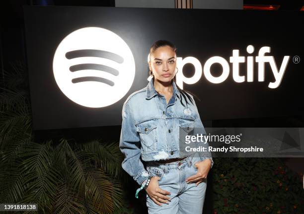 Shanina Shaik attends the Swedish House Mafia “Paradise Again” Album Release Party with Spotify Live from the Desert at Zenyara on April 15, 2022 in...