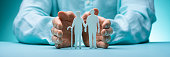 Hand Protecting Senior Couple Cutout Figures