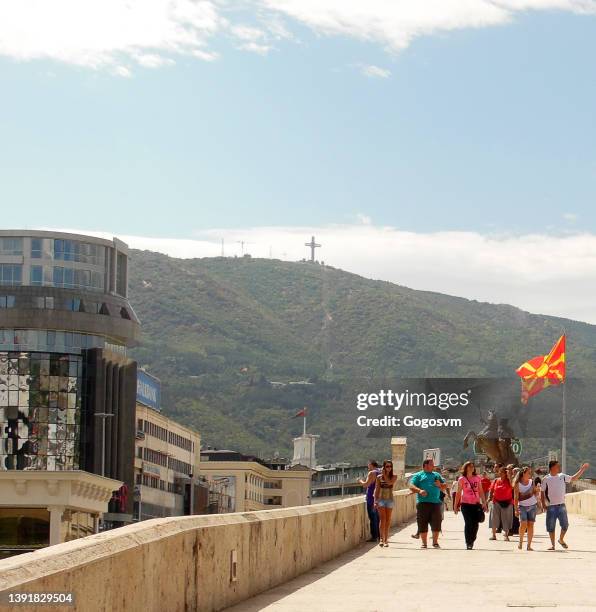 stone bridge - ohrid stock pictures, royalty-free photos & images