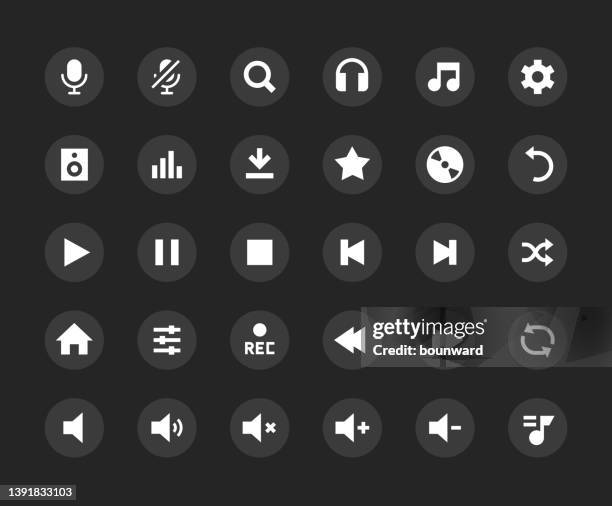 multimedia audio button icon set - player video stock illustrations