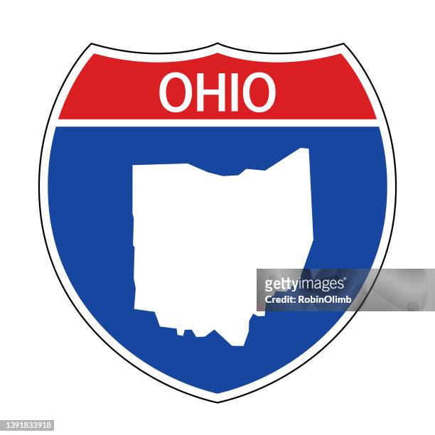 interstate ohio straßenschild - ohio stock-grafiken, -clipart, -cartoons und -symbole