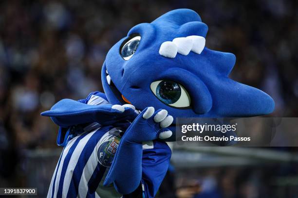 Draco, Mascot of FC Porto prior to the Liga Portugal Bwin match between FC Porto and Portimonense SC at Estadio do Dragao on April 16, 2022 in Porto,...