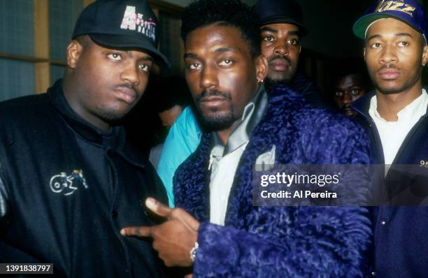 Mister Cee and Big Daddy Kane appear at a video release party for a Big Daddy Kane music video project on February 11, 1991 in New York City.