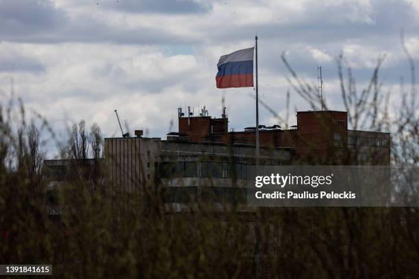 General view of Sovetsk in Kaliningrad Oblast on April 16, 2022 as seen from Panemune, Lithuania. Russia's Kaliningrad exclave, on the shore of the...