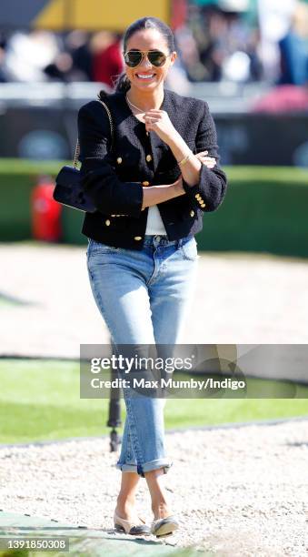 Meghan, Duchess of Sussex attends the Land Rover Driving Challenge, on day 1 of the Invictus Games 2020 at Zuiderpark on April 16, 2022 in The Hague,...