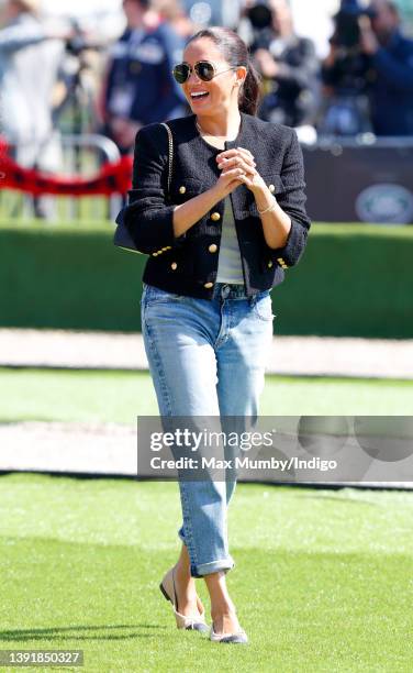 Meghan, Duchess of Sussex attends the Land Rover Driving Challenge, on day 1 of the Invictus Games 2020 at Zuiderpark on April 16, 2022 in The Hague,...