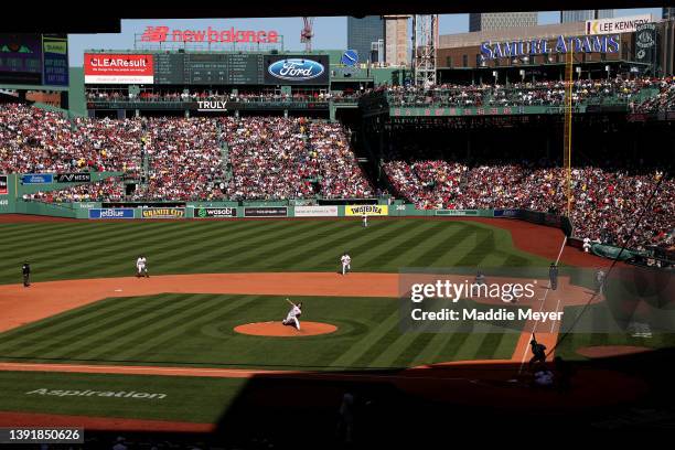 General view of Fenway Park during the sixth inning of the game between the Boston Red Sox and the Minnesota Twins on Opening Day at Fenway Park on...