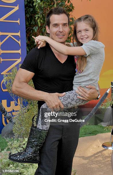 Antonio Sabato Jr. And daughter Mina arrive at the Los Angeles Premiere of "The Lion King 3D" at the El Capitan Theatre on August 27, 2011 in...