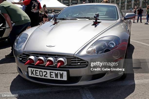 Aston Martin Vanquish from the James Bond movie "Die Another Day" is displayed during the car show at the 25th anniversary of the Viva Las Vegas...