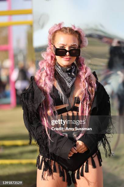 Festivalgoer attends the 2022 Coachella Valley Music and Arts Festival on April 16, 2022 in Indio, California.