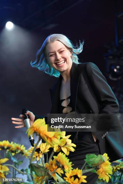 Phoebe Bridgers performs with Arlo Parks at the 2022 Coachella Valley Music And Arts Festivalon April 16, 2022 in Indio, California.