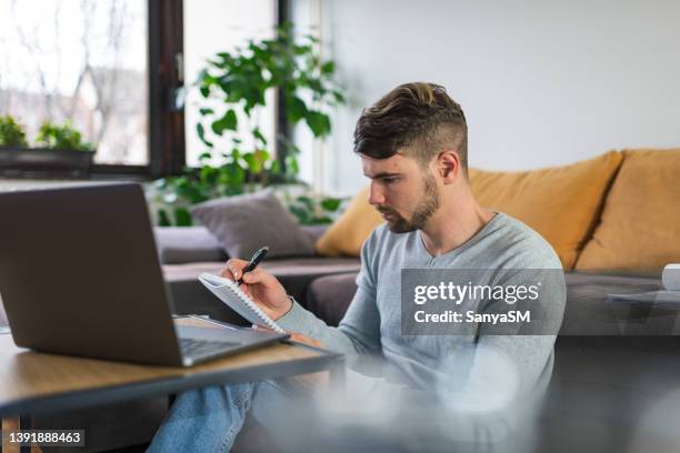 Man Writing Computer Writing A Letter Laptop Photos and Premium High Res Pictures - Getty Images