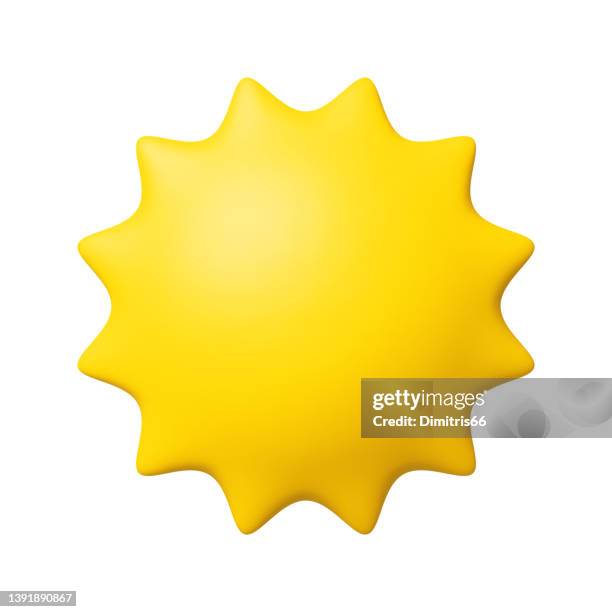 illustrazioni stock, clip art, cartoni animati e icone di tendenza di 3d vettoriale minimale cartone animato sole icona - luce solare