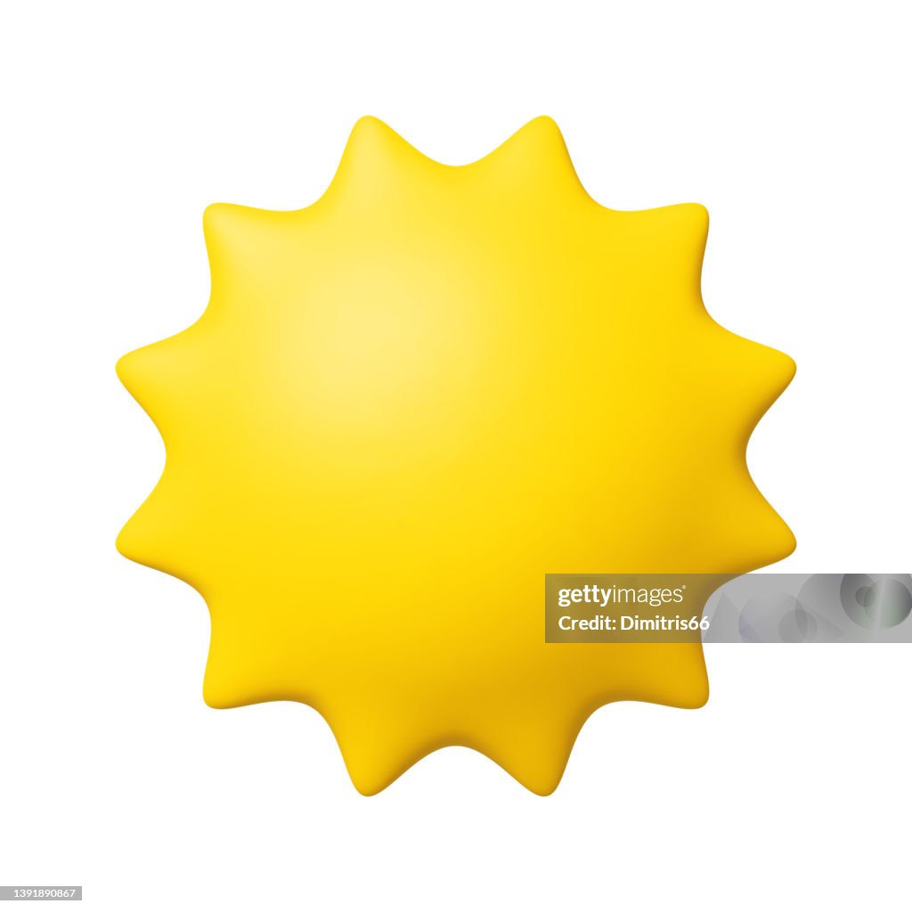3d vector minimal cartoon sun icon