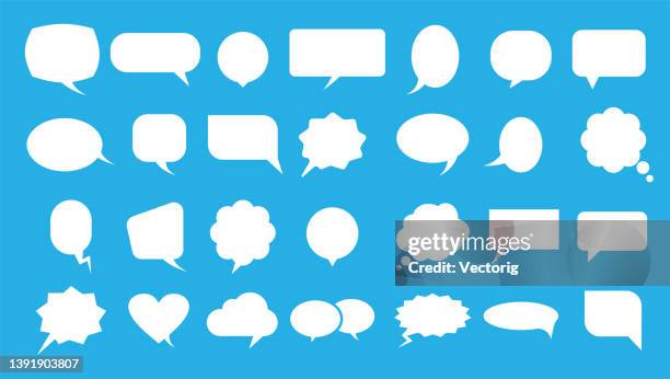 ilustraciones, imágenes clip art, dibujos animados e iconos de stock de conjunto de iconos de burbujas de voz - speech bubble