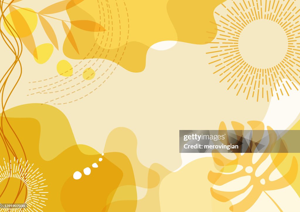 Abstract simply background with natural line arts - summer theme -