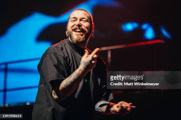 Post Malone performs at the Sahara Tent at 2022 Coachella Valley Music and Arts Festival weekend 1 - day 2 on April 16, 2022 in Indio, California.