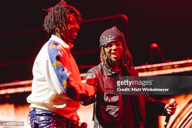 Savage and Metro Boomin perform at the Sahara Tent at 2022 Coachella Valley Music and Arts Festival weekend 1 - day 2 on April 16, 2022 in Indio,...
