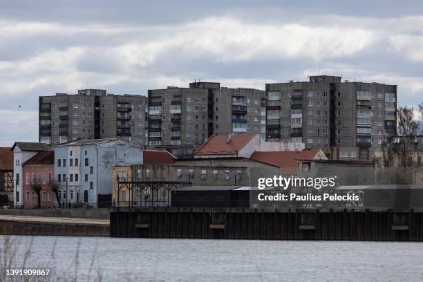 View from the Lithuania side towards Kaliningrad Oblast, Sovetsk city on April 16, 2022 in Panemune, Lithuania. Russia's Kaliningrad exclave, on the...