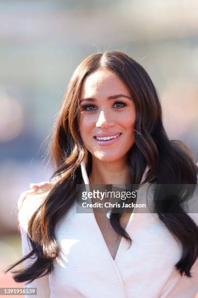 Meghan, Duchess of Sussex attends the Athletics Competition during day two of the Invictus Games The Hague 2020 at Zuiderpark on April 17, 2022 in...
