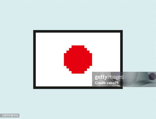 japan flag pixel illustration - paving stone stock illustrations