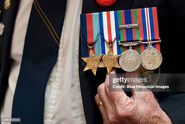 medals of war - military uniform close up stock pictures, royalty-free photos & images