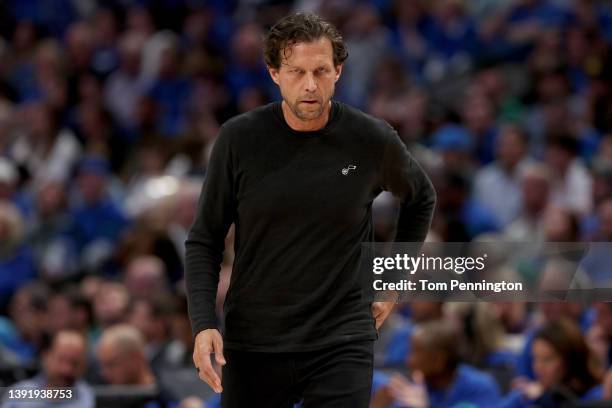 Head coach Quin Snyder reacts as the Utah Jazz take on the Dallas Mavericks in the second quarter of Game One of the Western Conference First Round...
