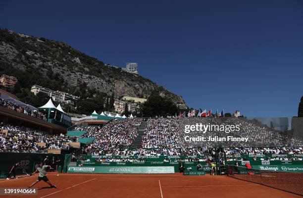 General view as Stefanos Tsitsipas of Greece plays against Alejandro Davidovich Fokina of Spain in the final during day eight of the Rolex...