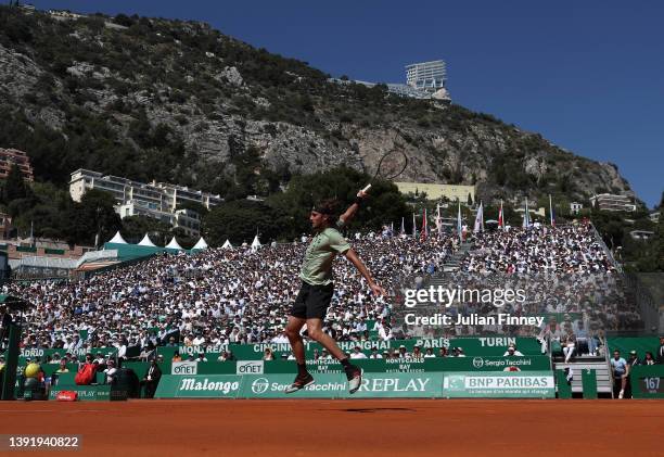 General view as Stefanos Tsitsipas of Greece plays against Alejandro Davidovich Fokina of Spain in the final during day eight of the Rolex...