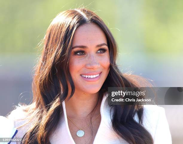 Meghan, Duchess of Sussex attends the Athletics Competition during day two of the Invictus Games The Hague 2020 at Zuiderpark on April 17, 2022 in...