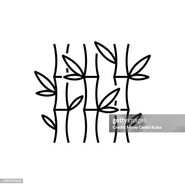 bambus-liniensymbol - bamboo material stock-grafiken, -clipart, -cartoons und -symbole
