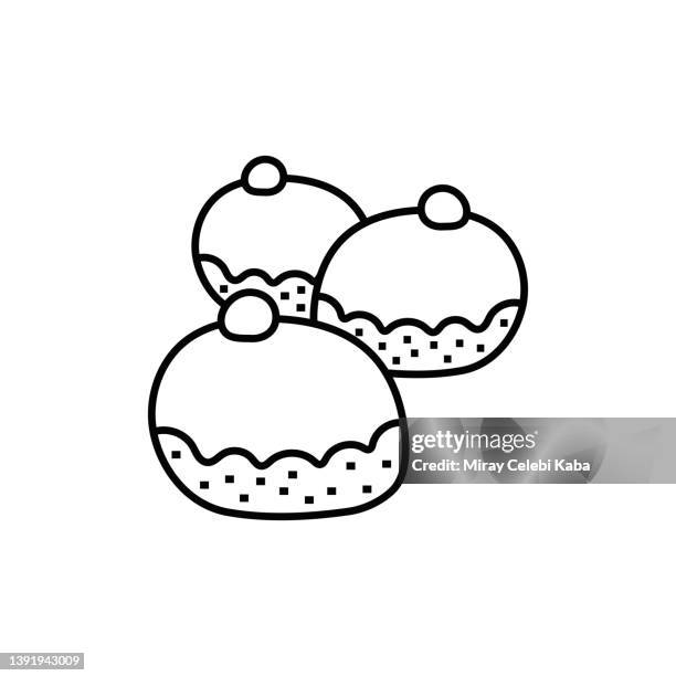 belgian buns line icon - baked macaroni stock illustrations