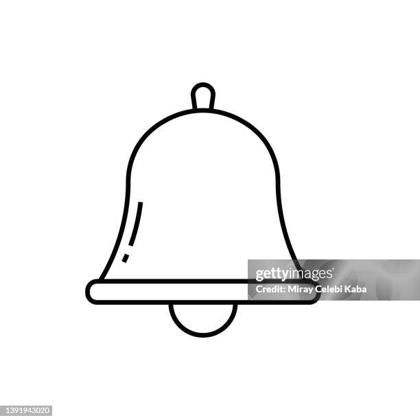 school bell line icon - notification bell stock illustrations