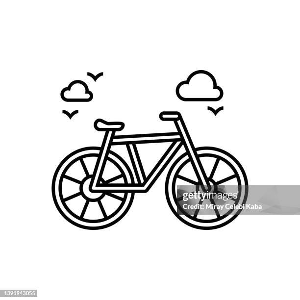 fahrrad-linie-icon - motorcycle rider stock-grafiken, -clipart, -cartoons und -symbole