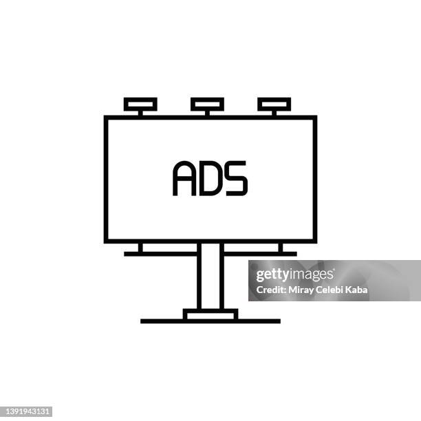 billboard line icon - bill posting stock illustrations