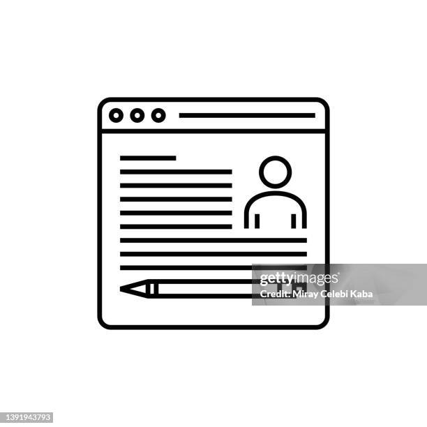 blogging line icon - social networking and blogging website twitter stock illustrations