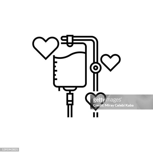 blood donation line icon - blood bag stock illustrations stock illustrations