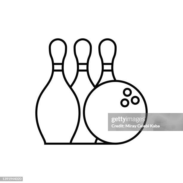 ilustrações, clipart, desenhos animados e ícones de ícone da linha de boliche - bowling